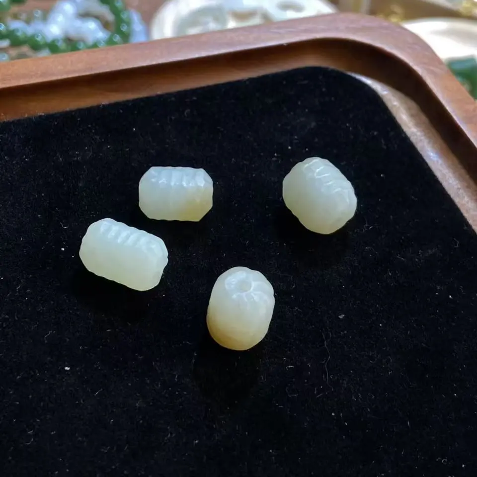 和田玉唐料桶珠diy配饰