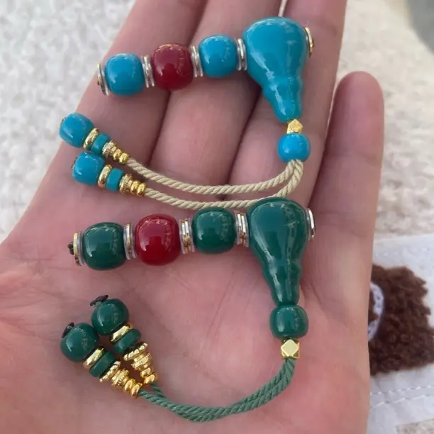 手工艺文玩配饰套装三通卡10m，红色卡9m，腰珠一对卡8m