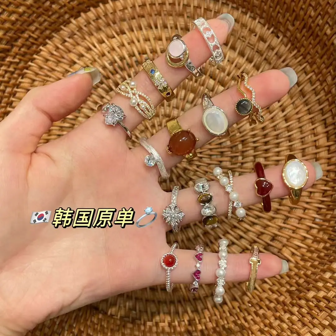 铜合金戒指 铜合金美拉德虎眼石复古轻奢高级感时尚个性食指指环