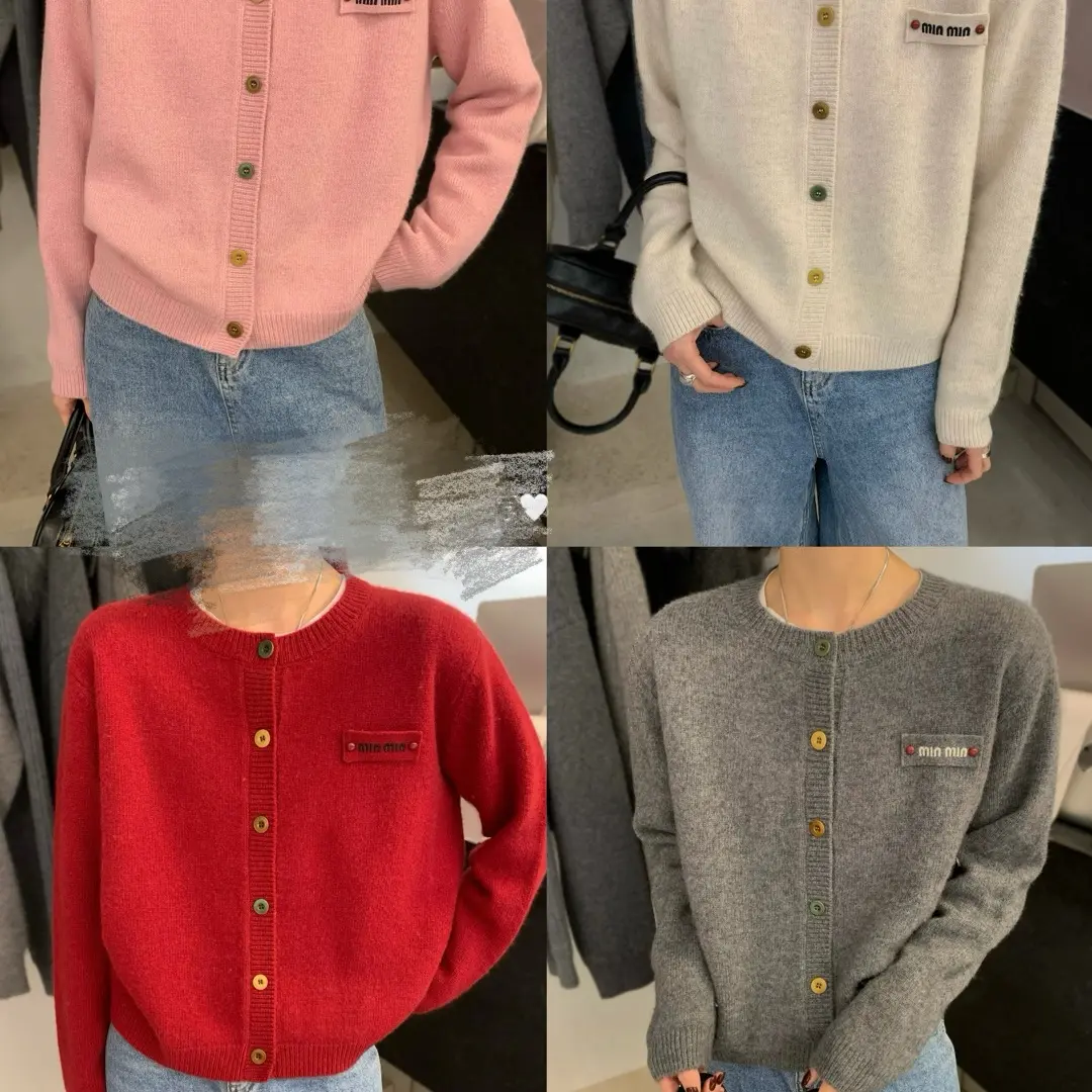 秋冬季韩系彩色丝绒纽扣设计感长袖百搭显瘦羊绒开衫上衣