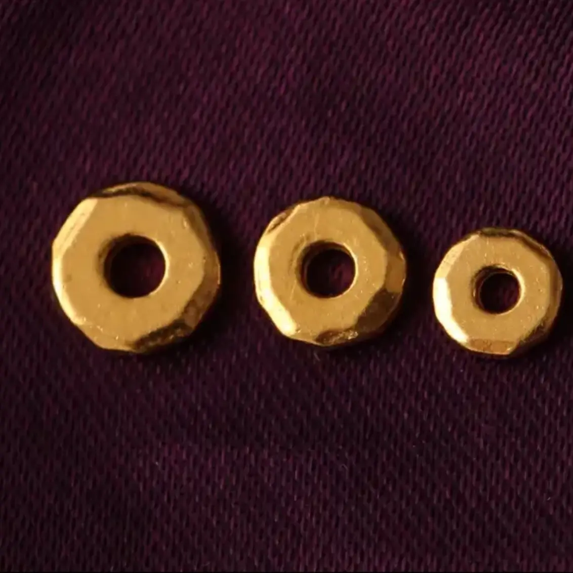 18k黄黄切边多边形隔片隔珠文玩配件新款百搭