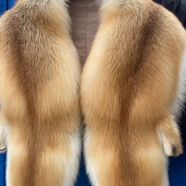 新款双拼金岛狐皮草披肩时尚保暖百搭优雅