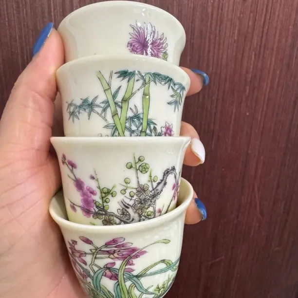 陶瓷手绘珐琅彩高档品茗家用茶杯