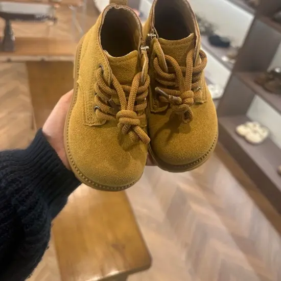 秋冬新款儿童低筒加绒侧拉链小黄靴时尚软底马丁靴