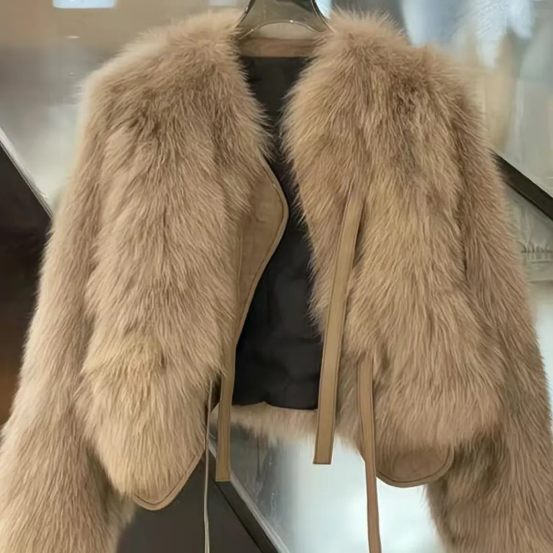 直播扣号连接（非图片款)系带毛毛皮衣短款派克服韩版百搭