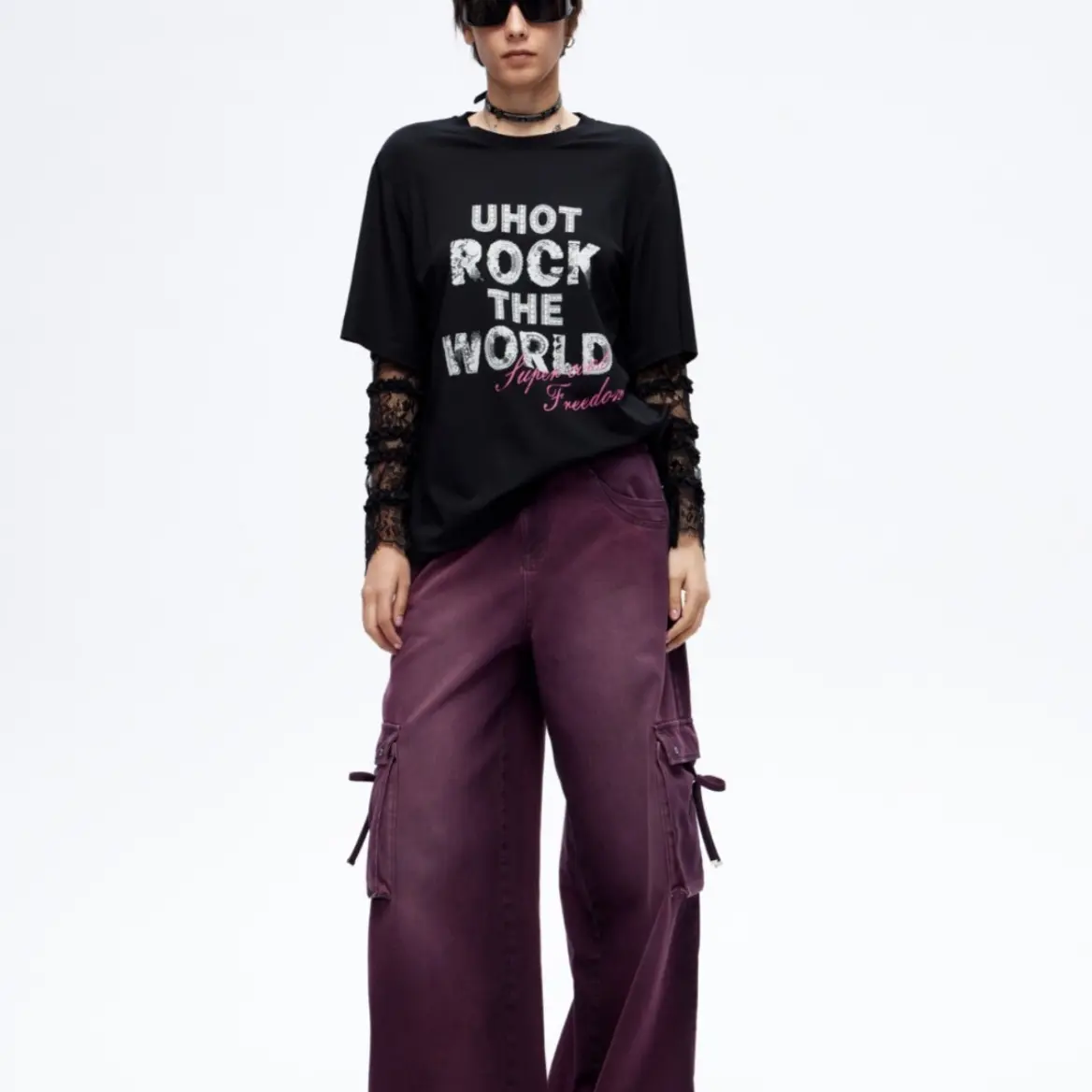 UHOT/诱货紫色牛仔长裤2026新款UWLS1K138