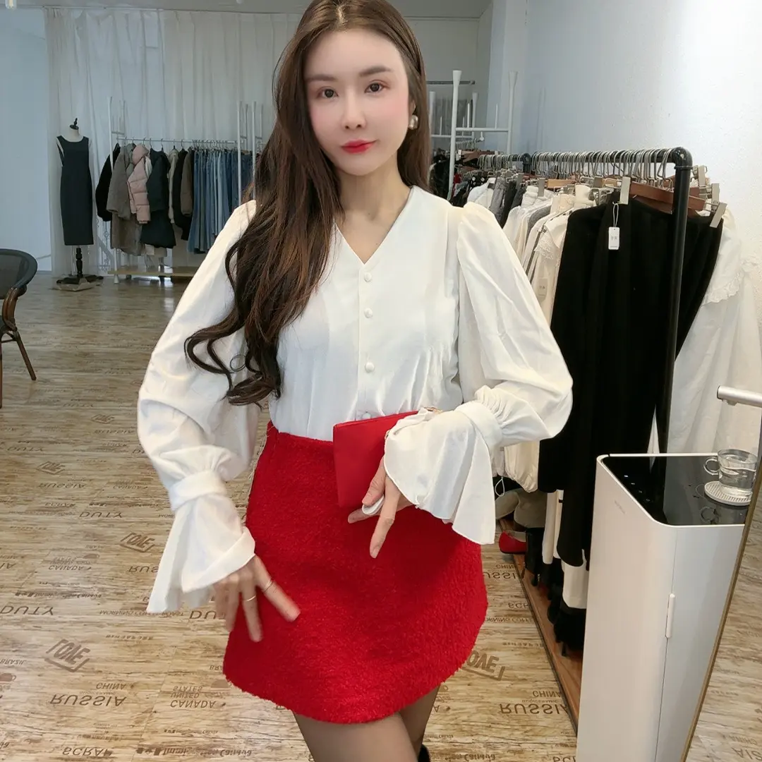 小众设计感飘带喇叭袖法式洋气通勤衬衫女