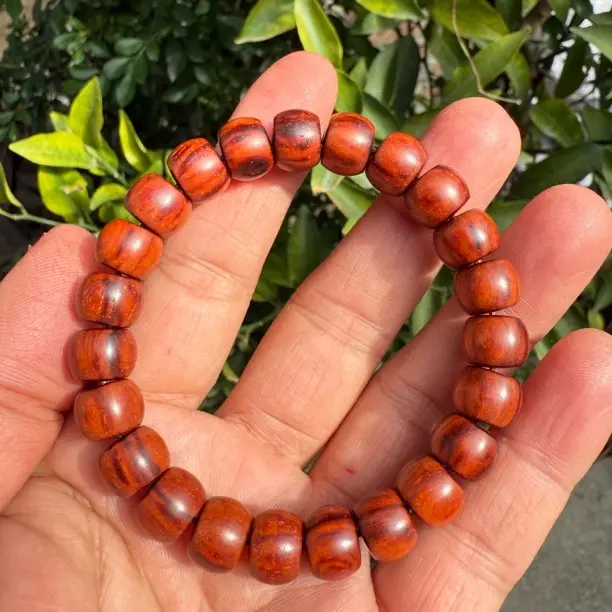 印度小叶紫檀苹果珠8Ⅹ10文玩手串顶泥料原汁原味无胶无蜡单圈手串
