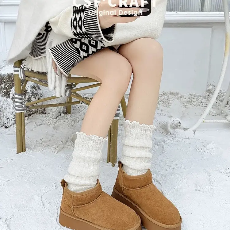 周冬雨同款~真皮皮毛一体加绒厚底雪地靴女2025冬季棉鞋短靴子