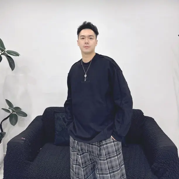 秋季新款小众设计师款纯色上衣长袖卫衣简约套头款