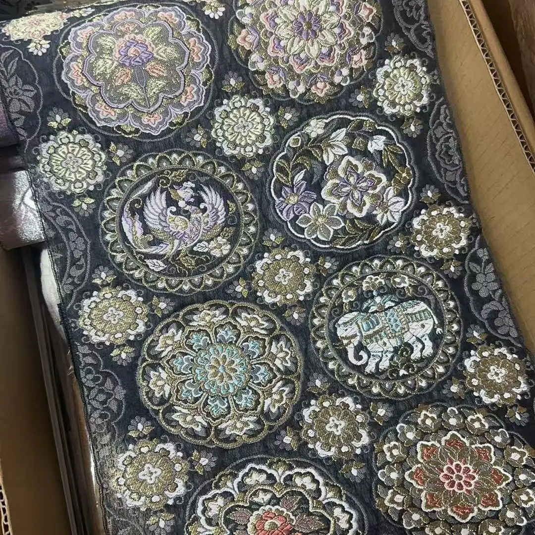 新品西阵织 中国风缂丝天青宝相花唐锦工艺 编号：myoUte_2002