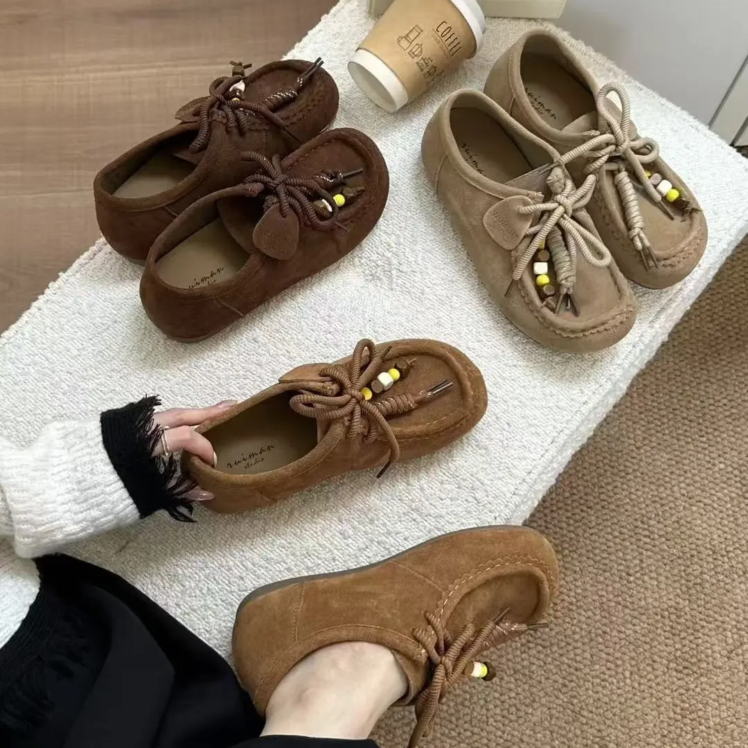 绒面厚底增高百搭休闲风秋季袋鼠鞋女款