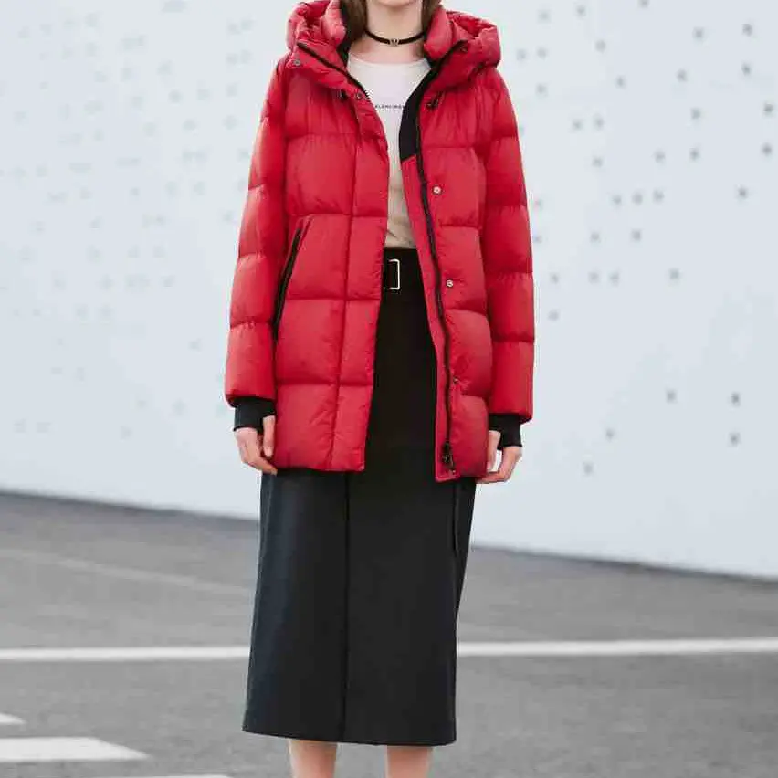 金影奇95806中长款鹅绒服宽松连帽冬季新款外套保暖