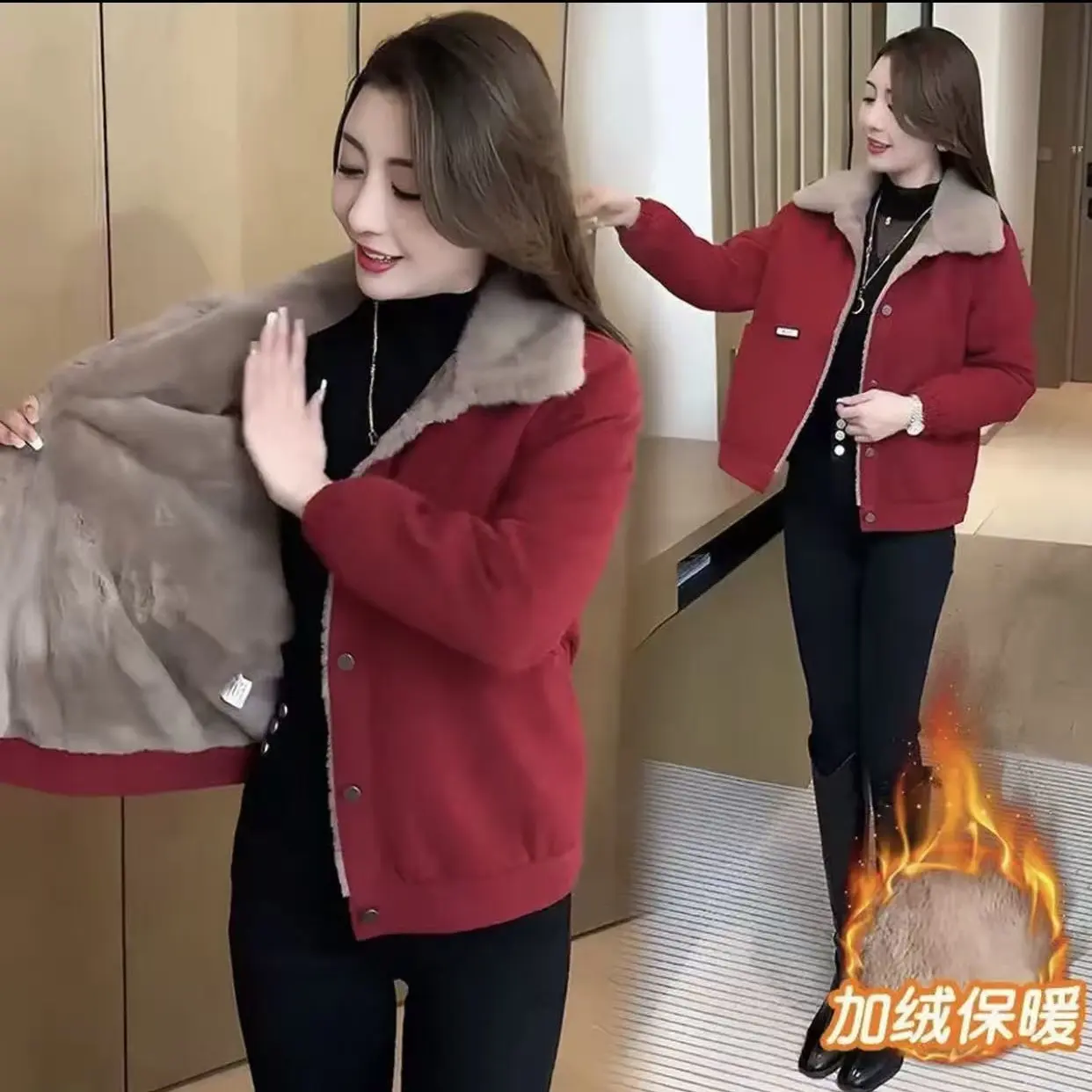 2025中年妈妈新款外套女秋冬款洋气休闲显瘦保暖加绒加厚外