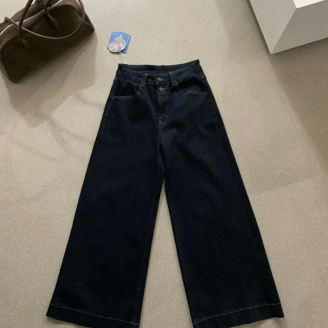 小个子深蓝色高腰显瘦直筒牛仔裤女植绒保暖百搭休闲九分裤秋冬