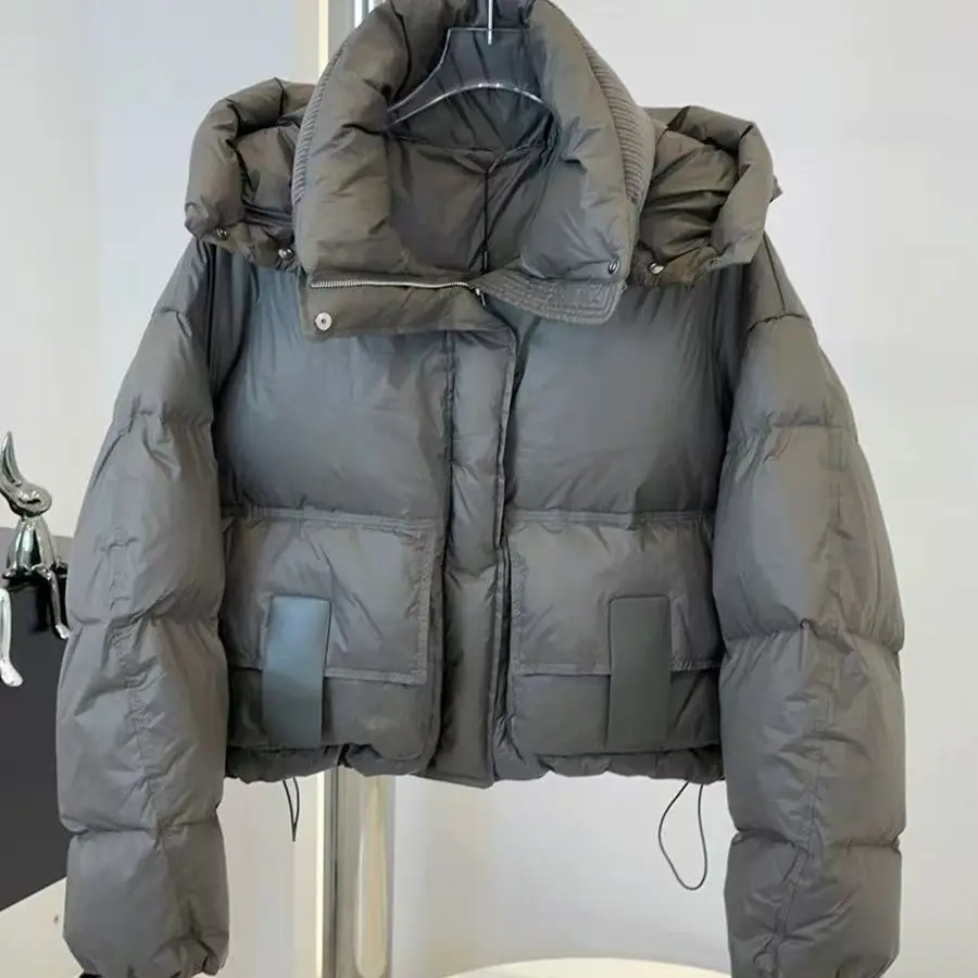 短款女连帽宽松显瘦时尚白鸭绒加厚保暖冬季面包服小个子