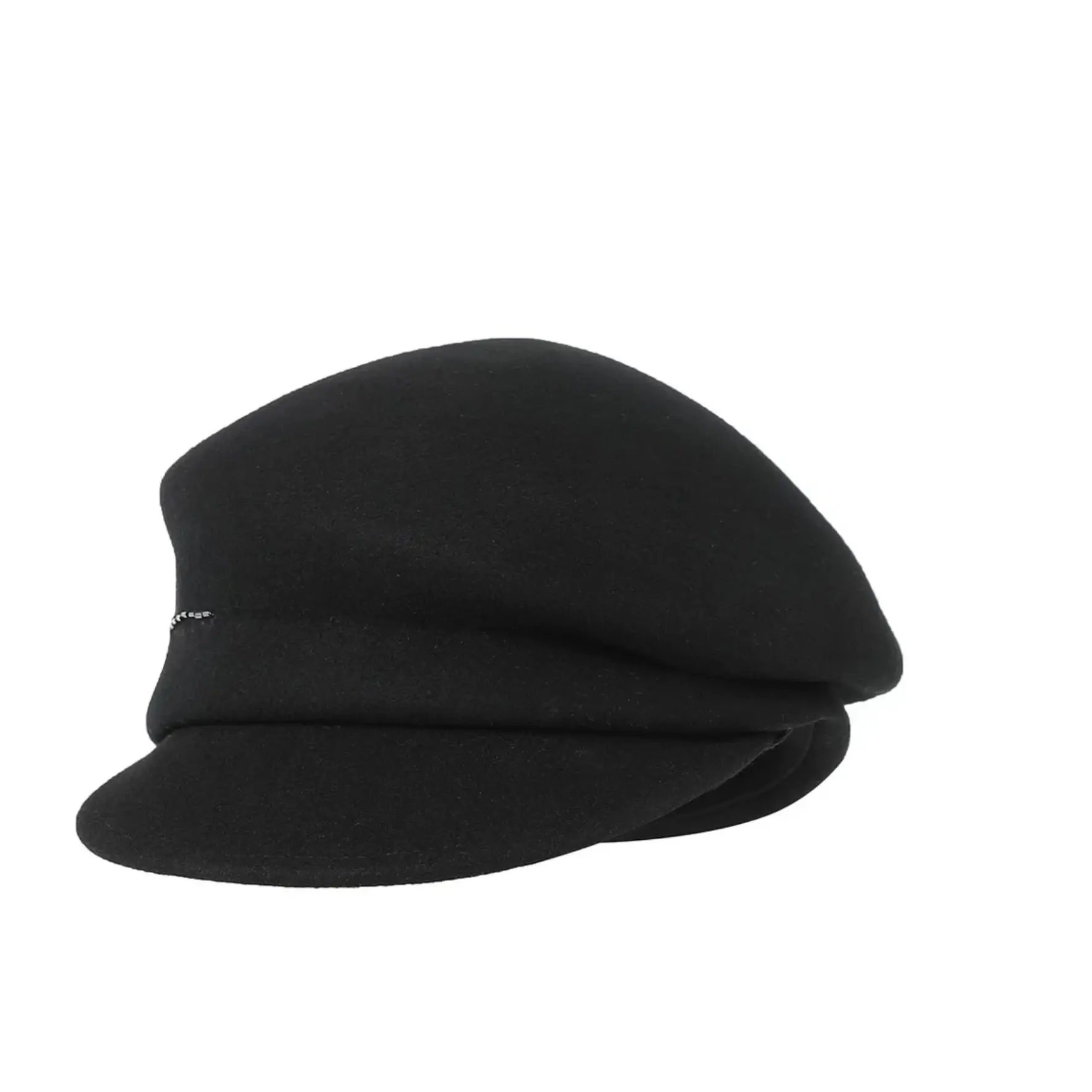 CNLEEWEI 26早春新款女羊毛呢黑色复古钉珠报童帽百搭贝雷帽