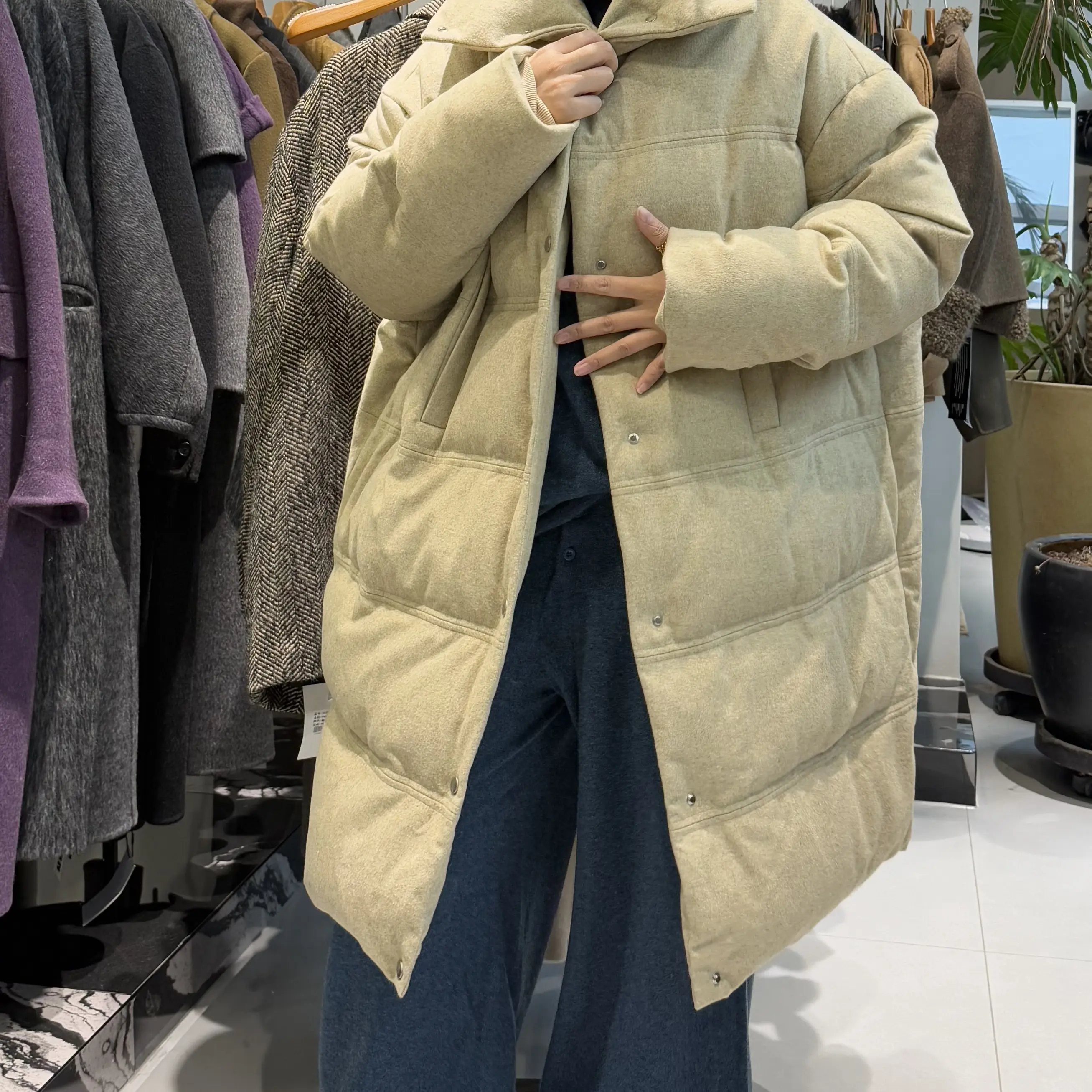 韩版立领中长款宽松显瘦百搭加厚保暖抗风羊毛鹅绒冬季