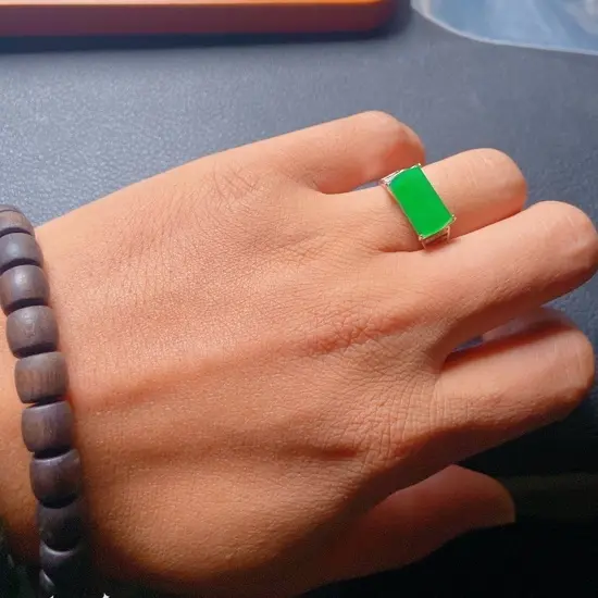 翡翠天然翡翠A货马鞍男戒个性优雅精美气质