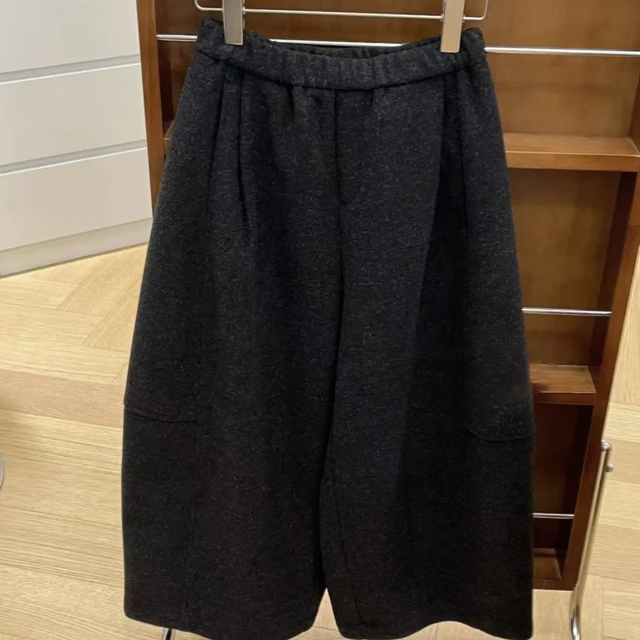 韩系慵懒风呢子阔腿裤女秋冬