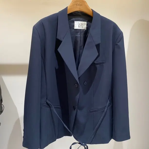 优雅设计感系带束腰黑色休闲百搭西装外套