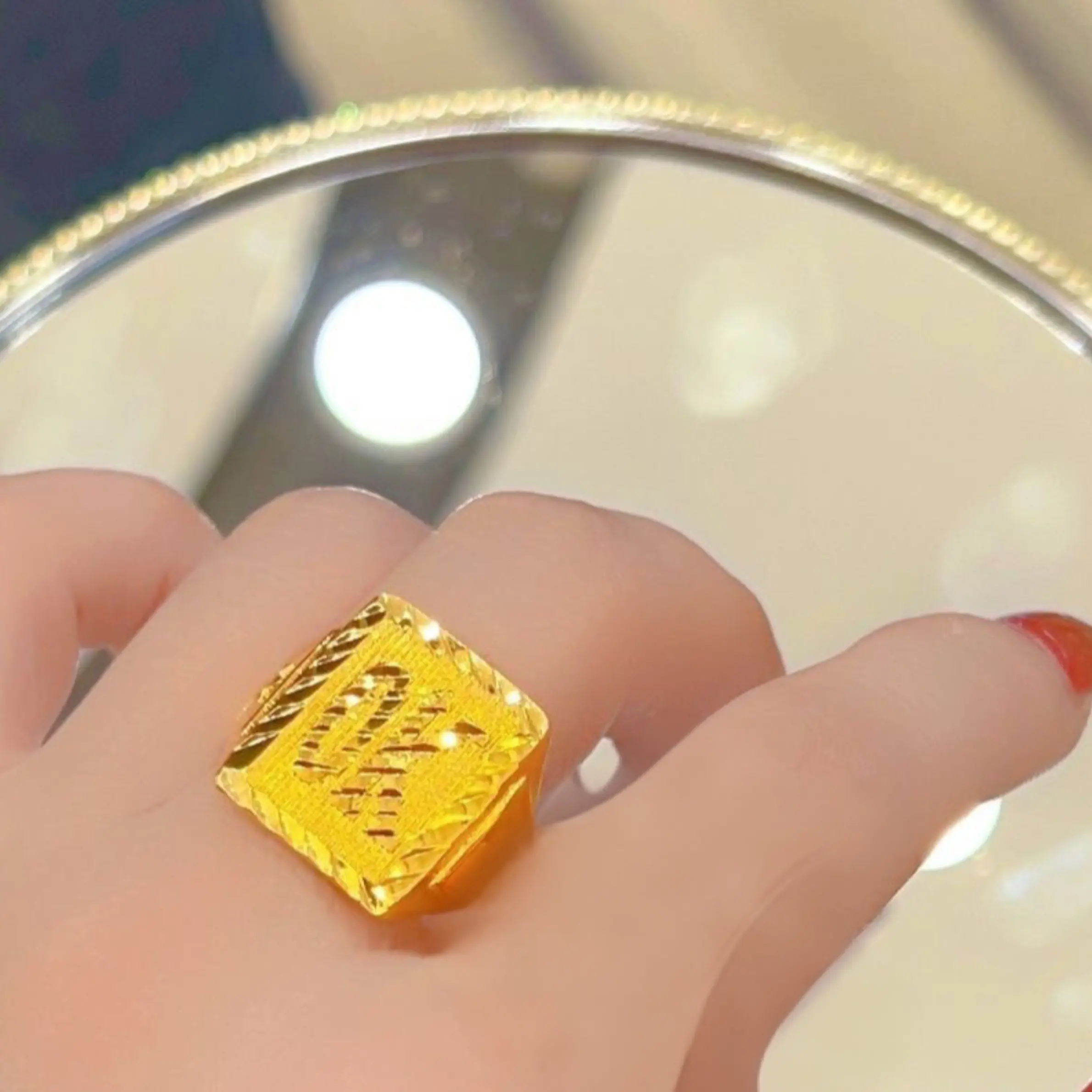 铜合金戒指 指环金色网红新款Ok戒指رەڭمەڭگۈئۆڭمەيدۇ