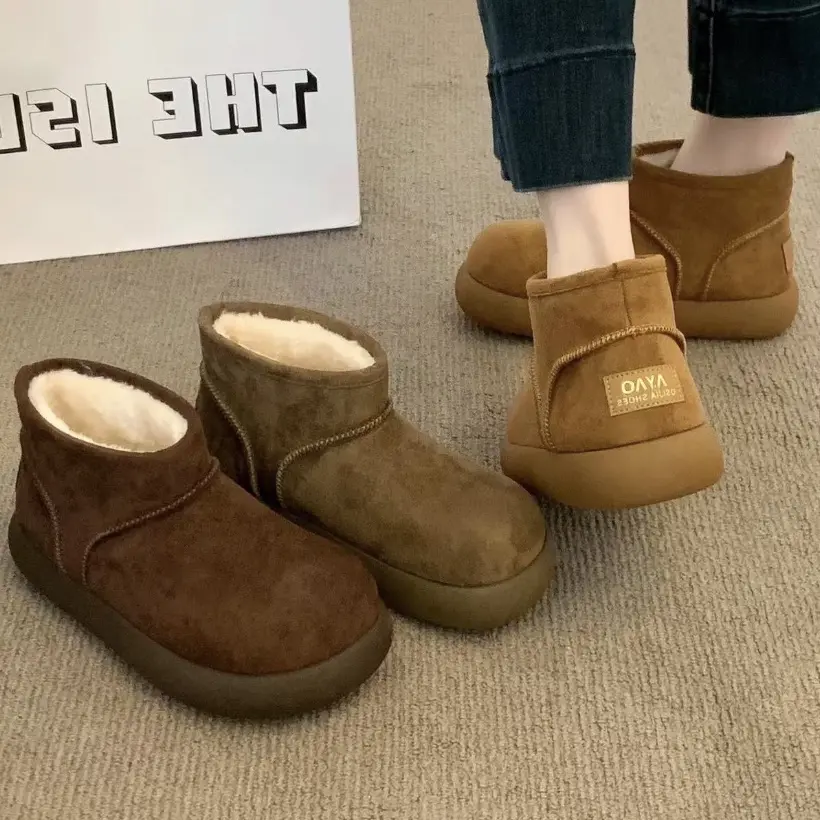 10071雪地靴女款冬季加绒加厚保暖短靴厚底防水防滑土豆棉鞋