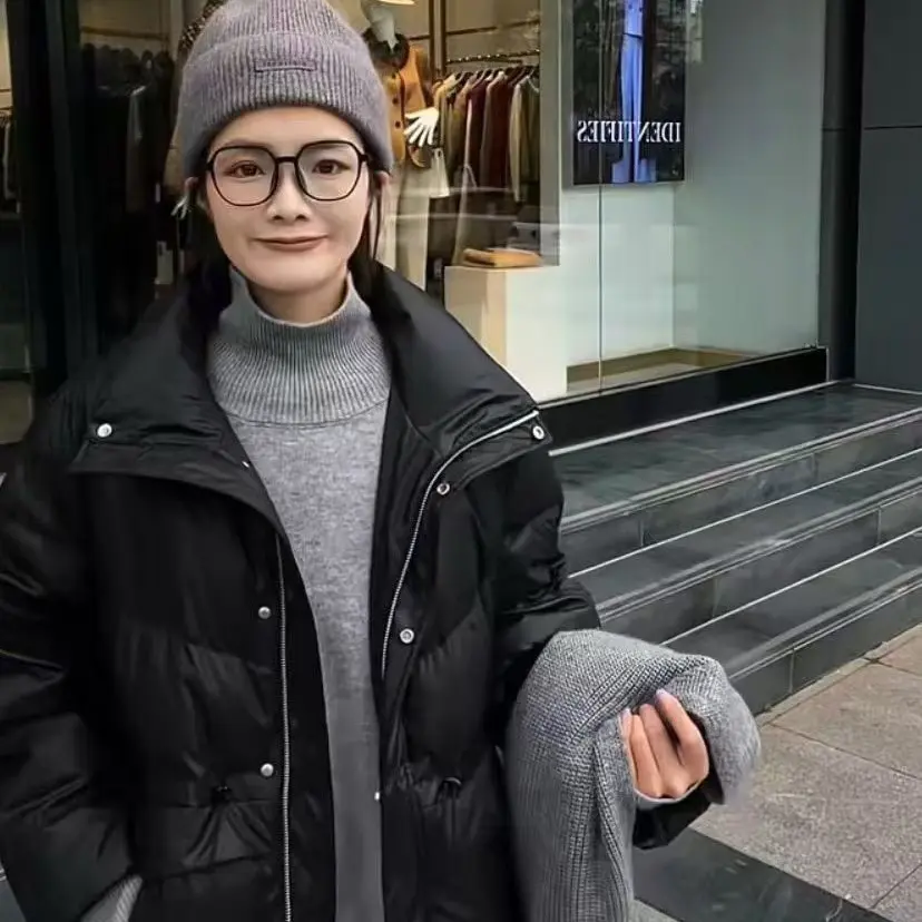 短款立领免洗保暖白鸭绒服冬季韩版宽松加厚时尚百搭显瘦外套