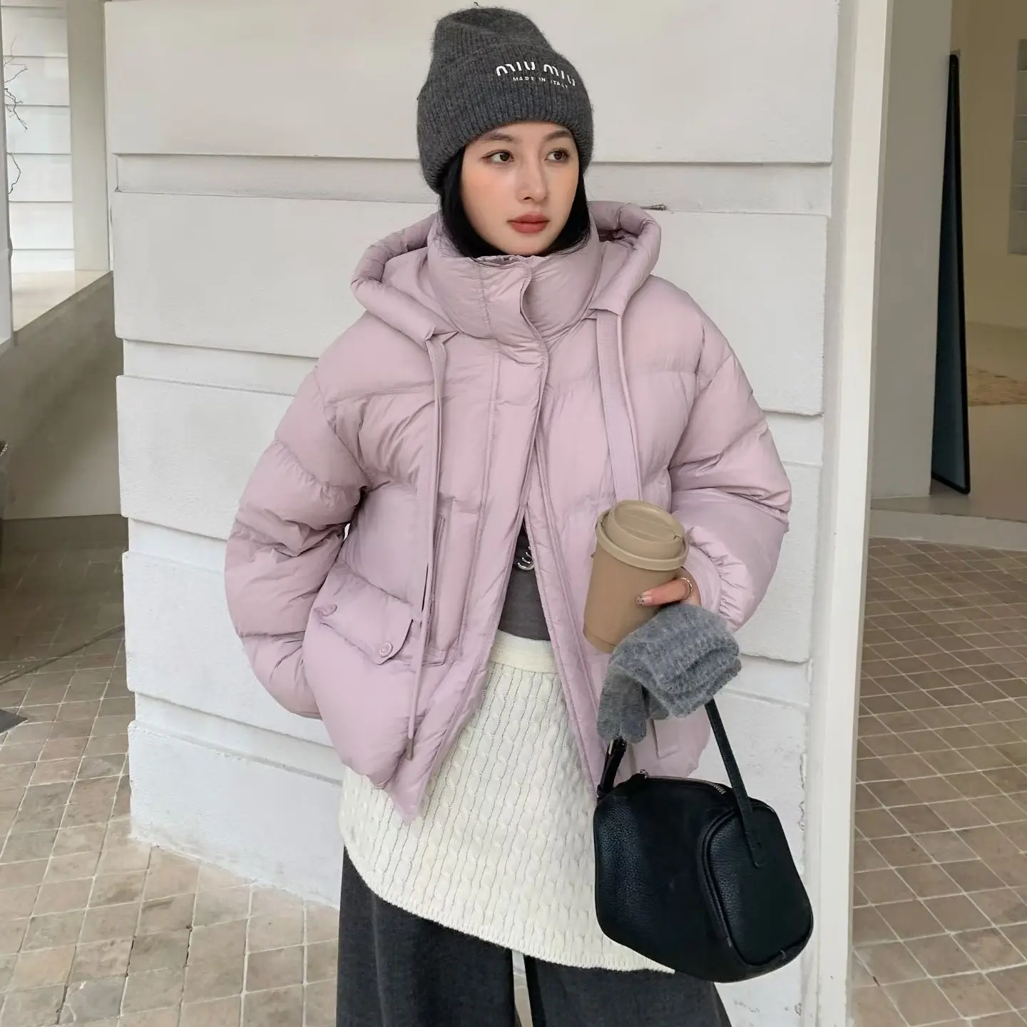 高品质加厚连帽白鸭绒韩系宽松短款保暖冬季显瘦百搭女士