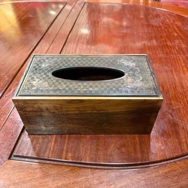 复古古典雕花木质纸巾盒中式国风防磨免打孔式机器加工