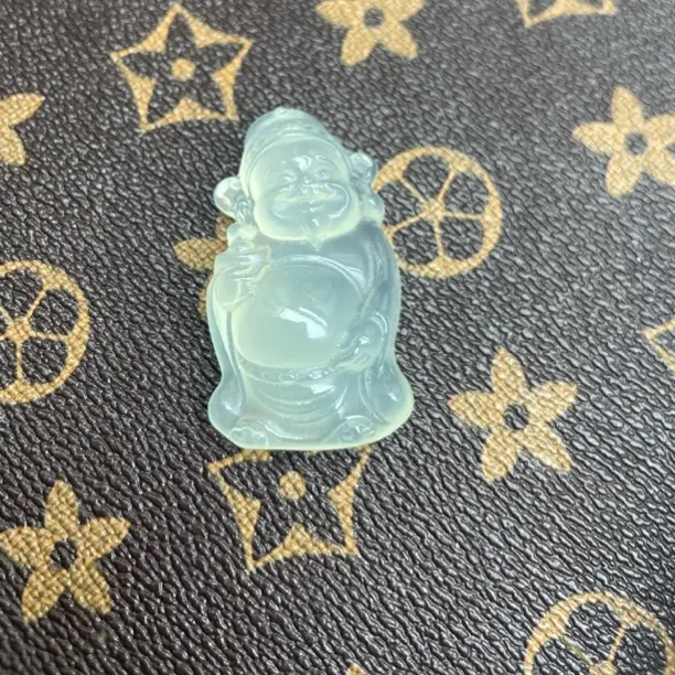 纯天然岫玉白冰财神吊坠