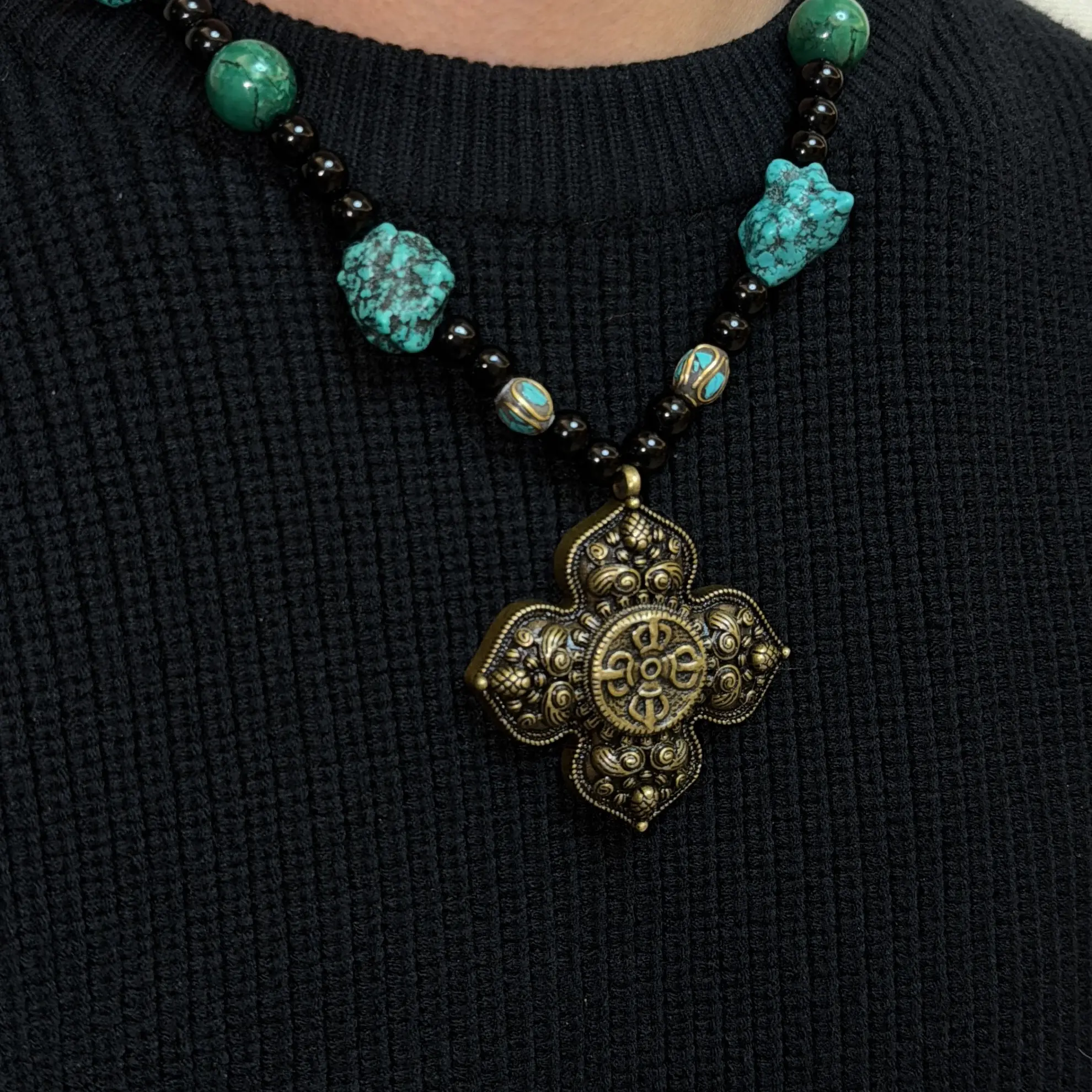 铜合金项链 铜合金 新中式花朵编绳国风高级感轻奢小众锁骨链配饰