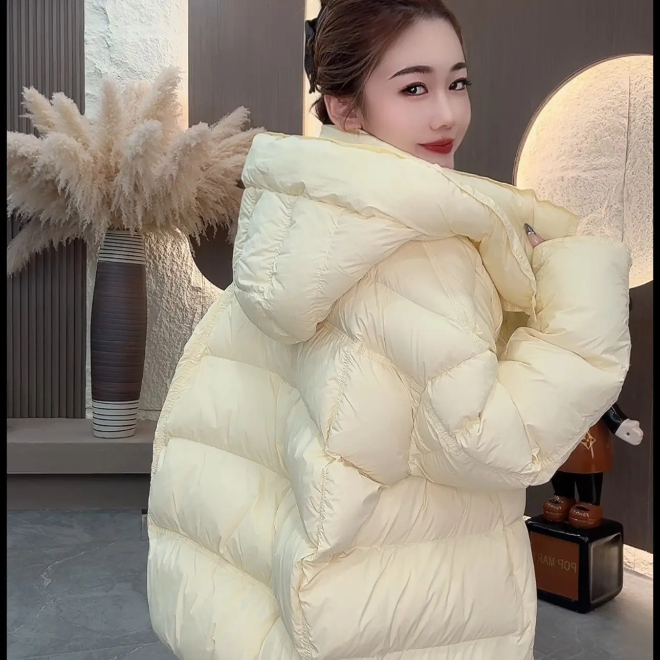 【早安李李】冬季泡芙云感花苞帽加厚保暖羽绒服