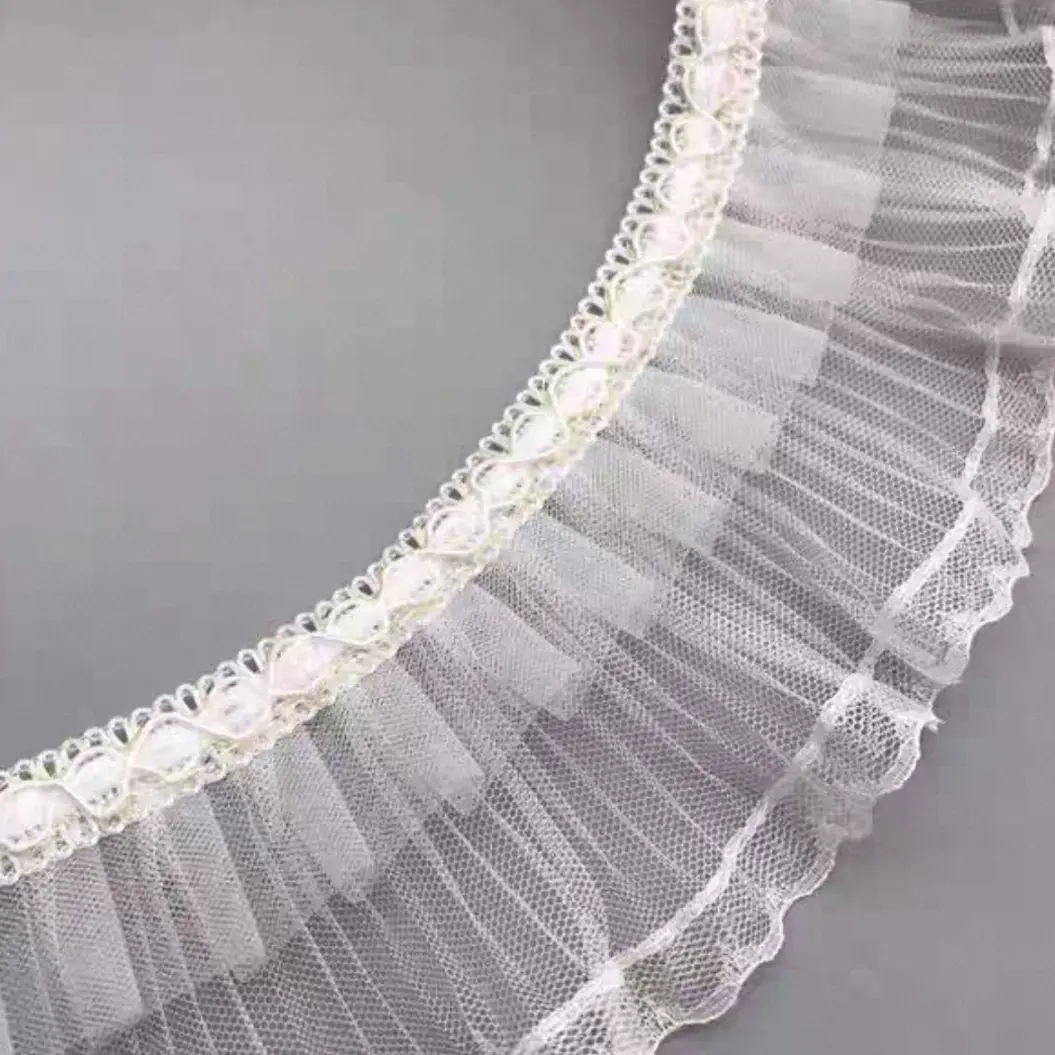 法式窗帘花边辅料双层褶皱蕾丝百褶款拼接立边装饰配件