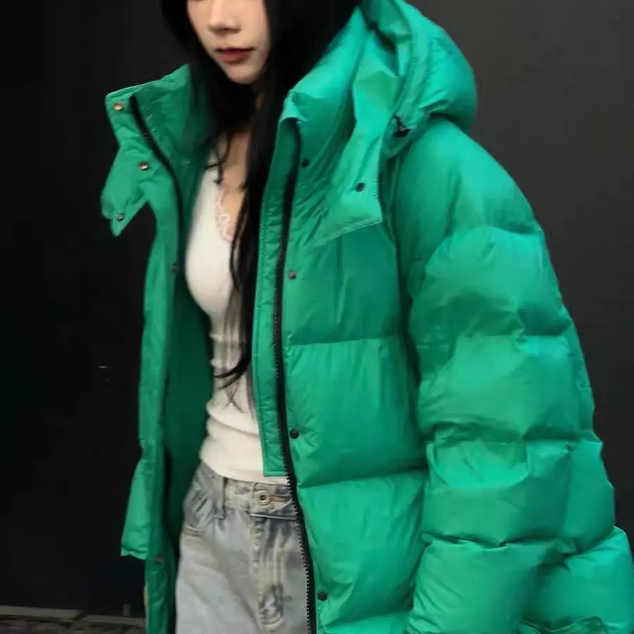 徐娥家大码女短款可拆卸连帽宽松显瘦冬季加厚白鸭绒羽