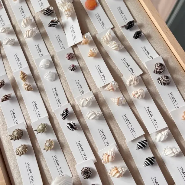 非金属仿珍珠耳饰 原创手工天然贝壳s925纯银针，耳饰