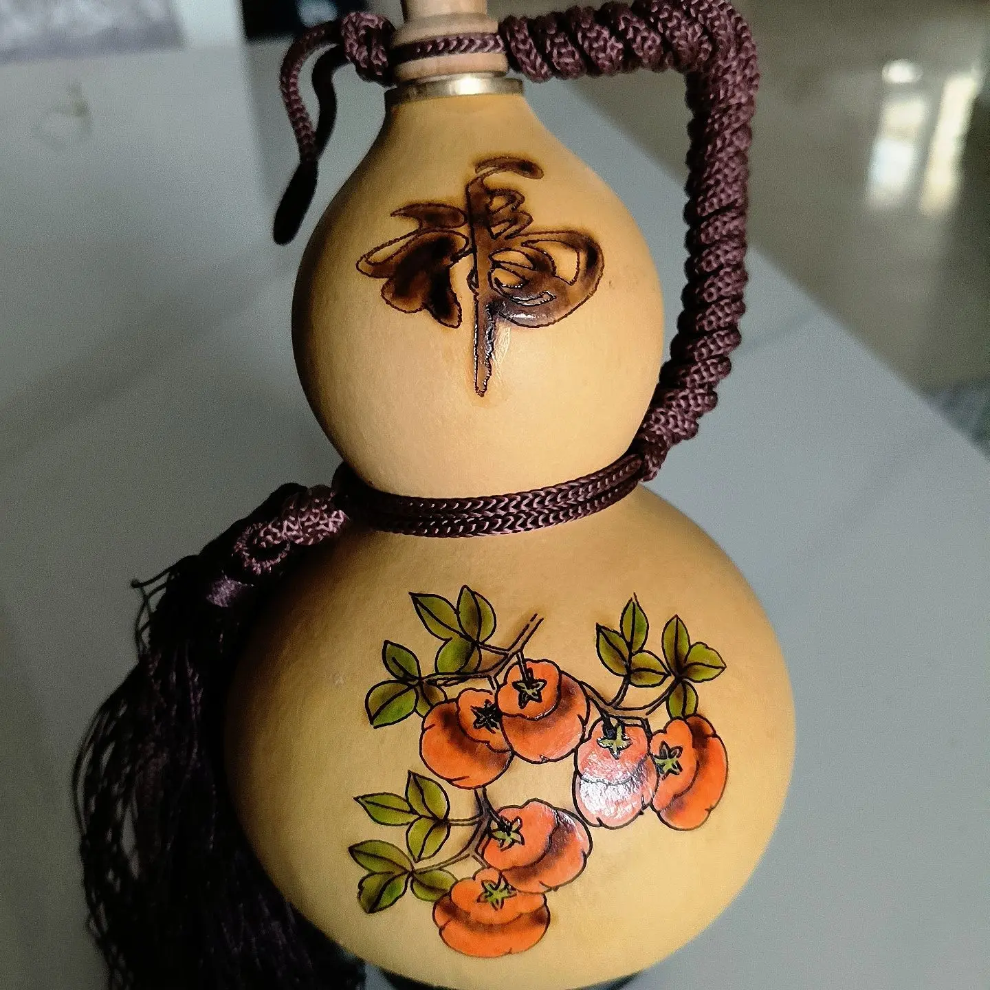 天然精品针刺墨刻文玩葫芦可作摆件或装酒