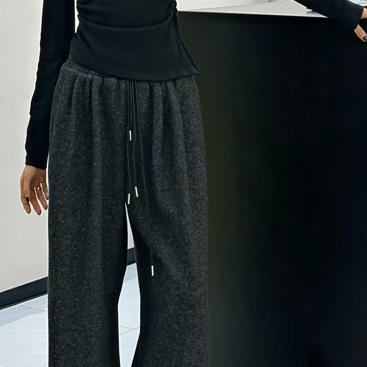 阔腿裤高腰加绒加厚显瘦休闲慵懒风冬季新款4736