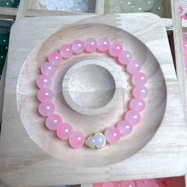 水蜜桃白玉葫芦手串