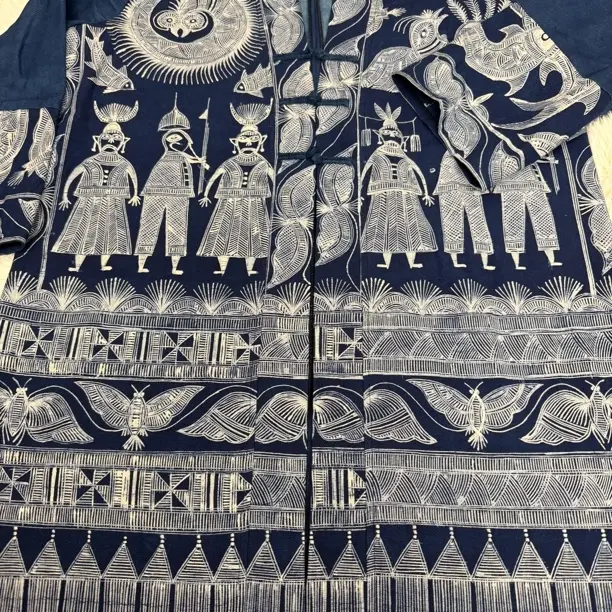 非遗手工植物蜡染宽松长款外套