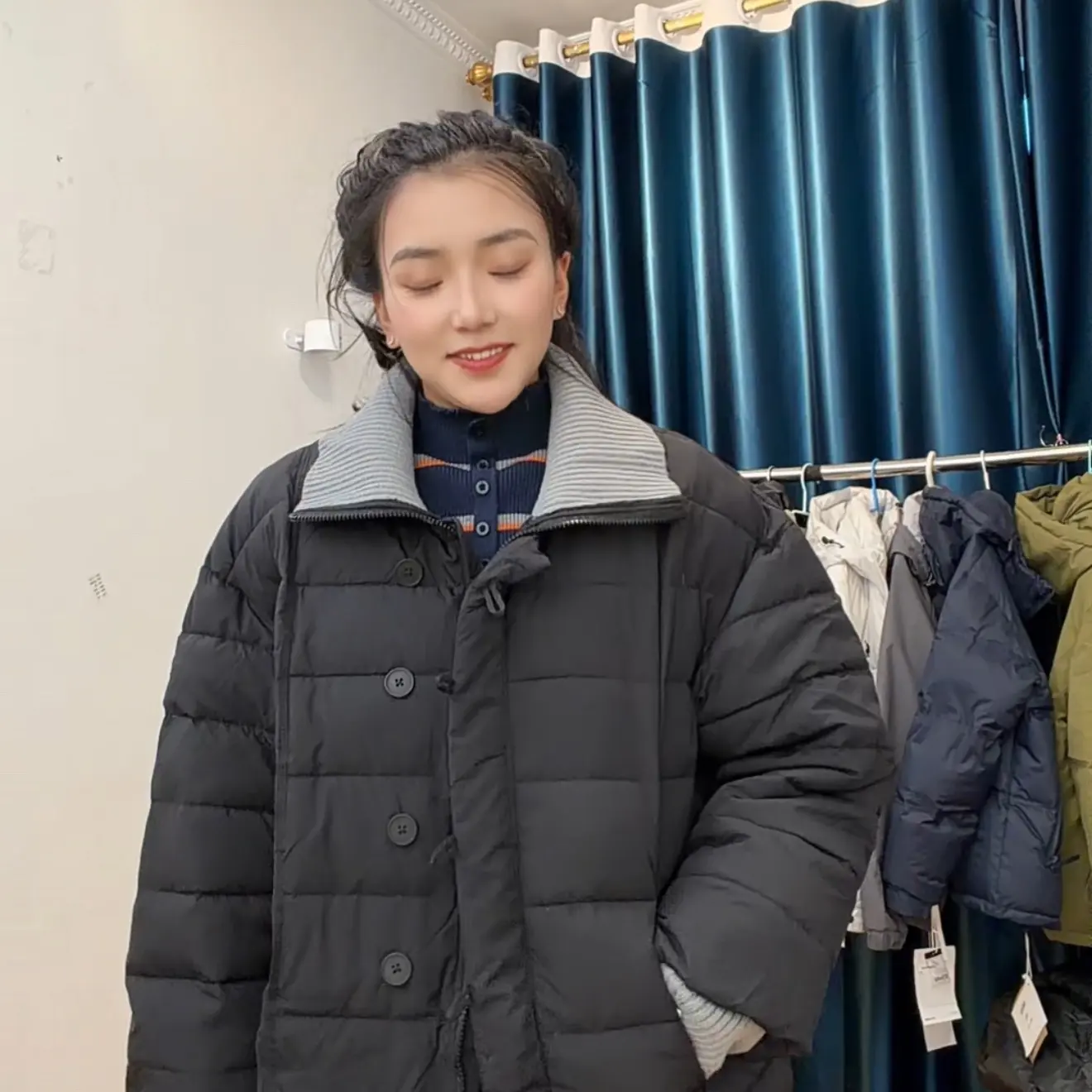 冬季新款立领白鸭绒极寒加厚保暖宽松中长款女防风外套