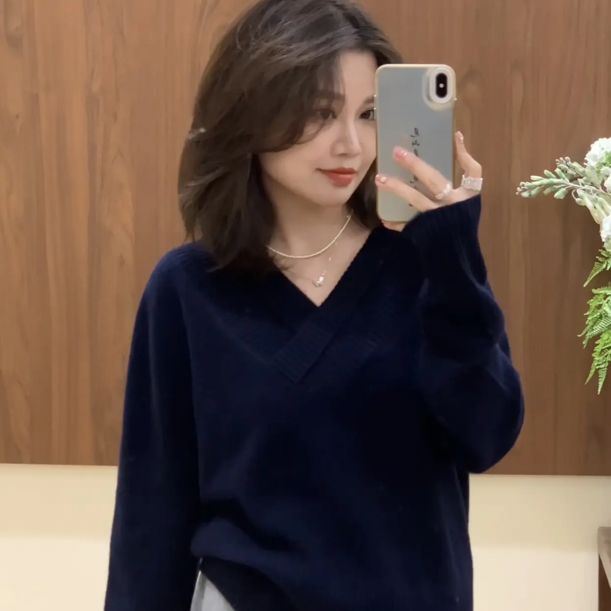 婳婳同款针织V领百搭韩版气质女装毛针织衫绵羊毛打底衫毛衣