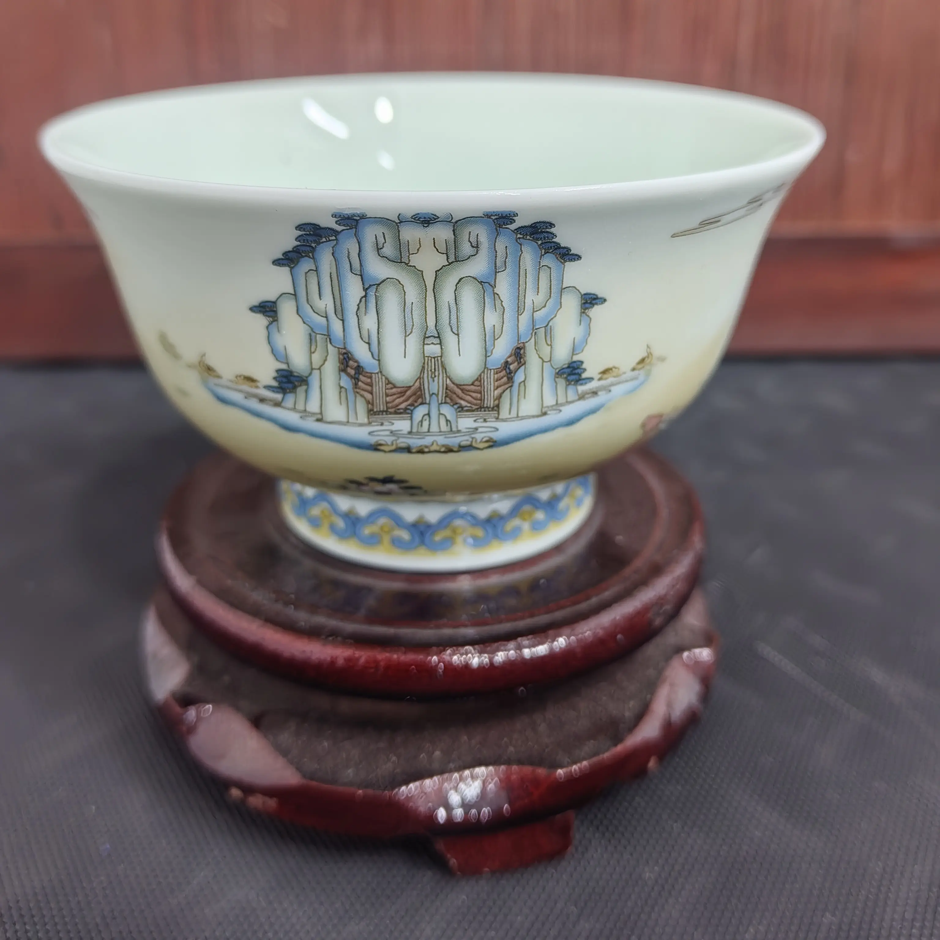 陶瓷黄色宝塔开片压手杯高档品茗功夫茶具