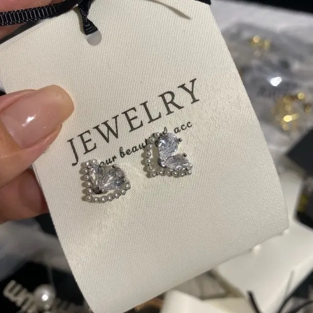 925银合成锆石仿珍珠耳饰 日韩简约银色耳钉设计师饰品耳饰小众