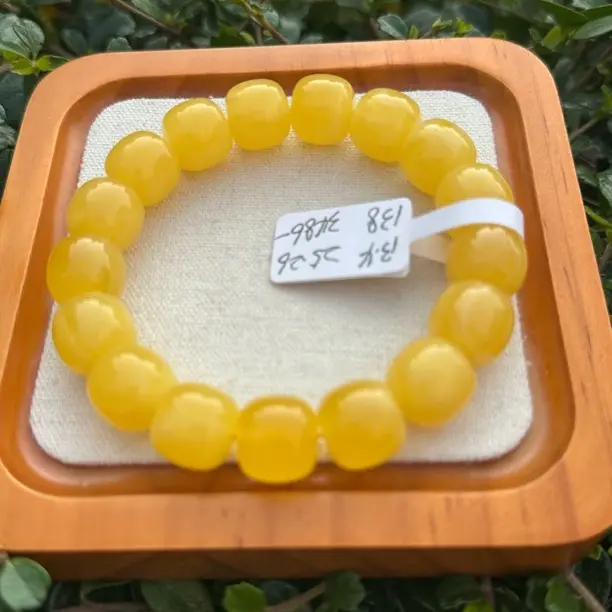 同料焦皮13.4咪鸡油红精工蜜蜡老型手串