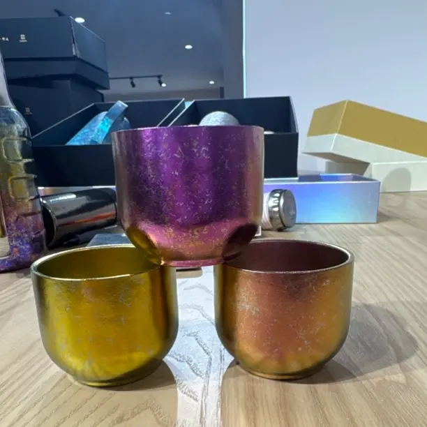 100毫升加厚纯钛双层隔热盅茶杯水杯盏主人杯品茗杯大冰花