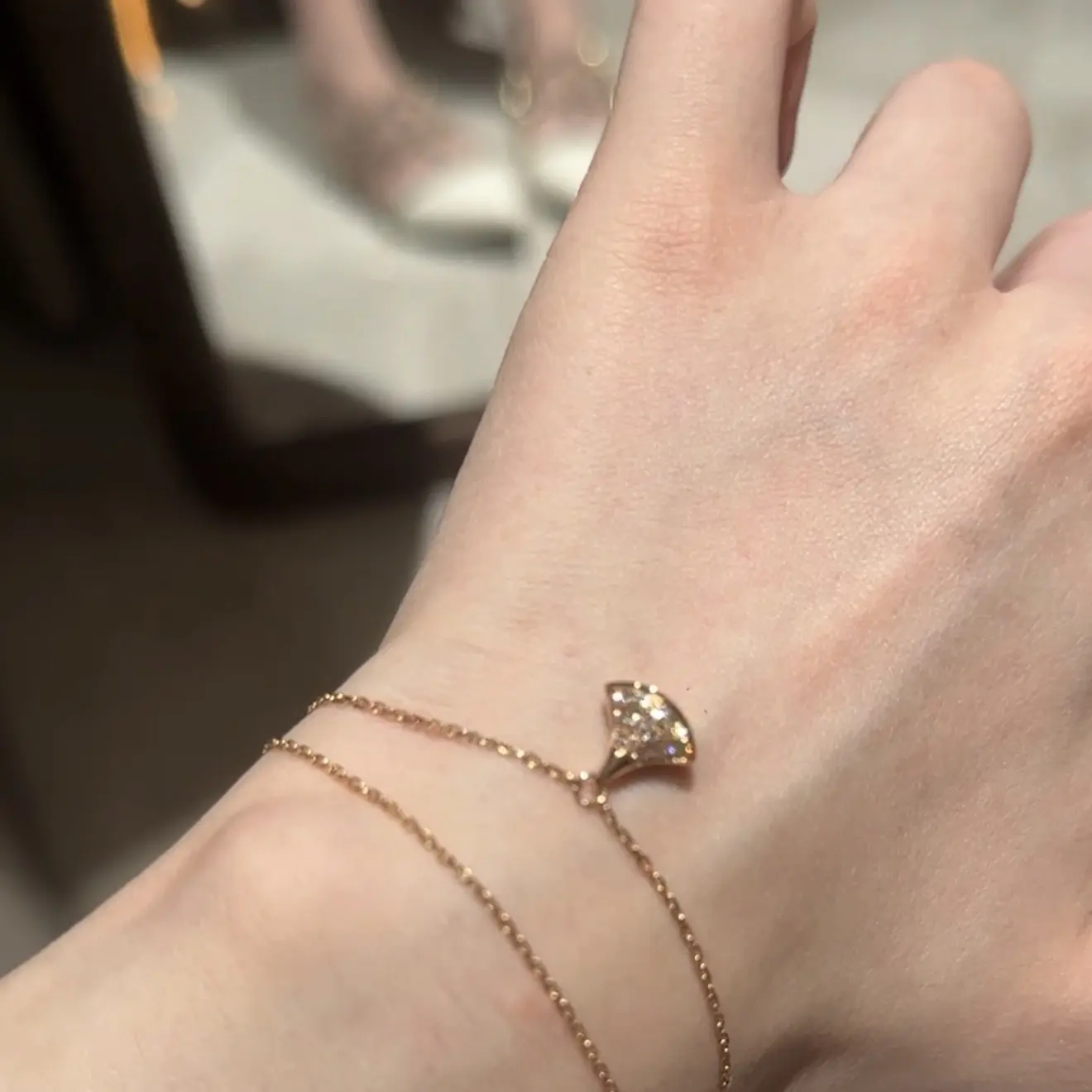 18K金镶嵌天然钻石手链Au750奢华扇形正反两面满钻精致贵气百搭