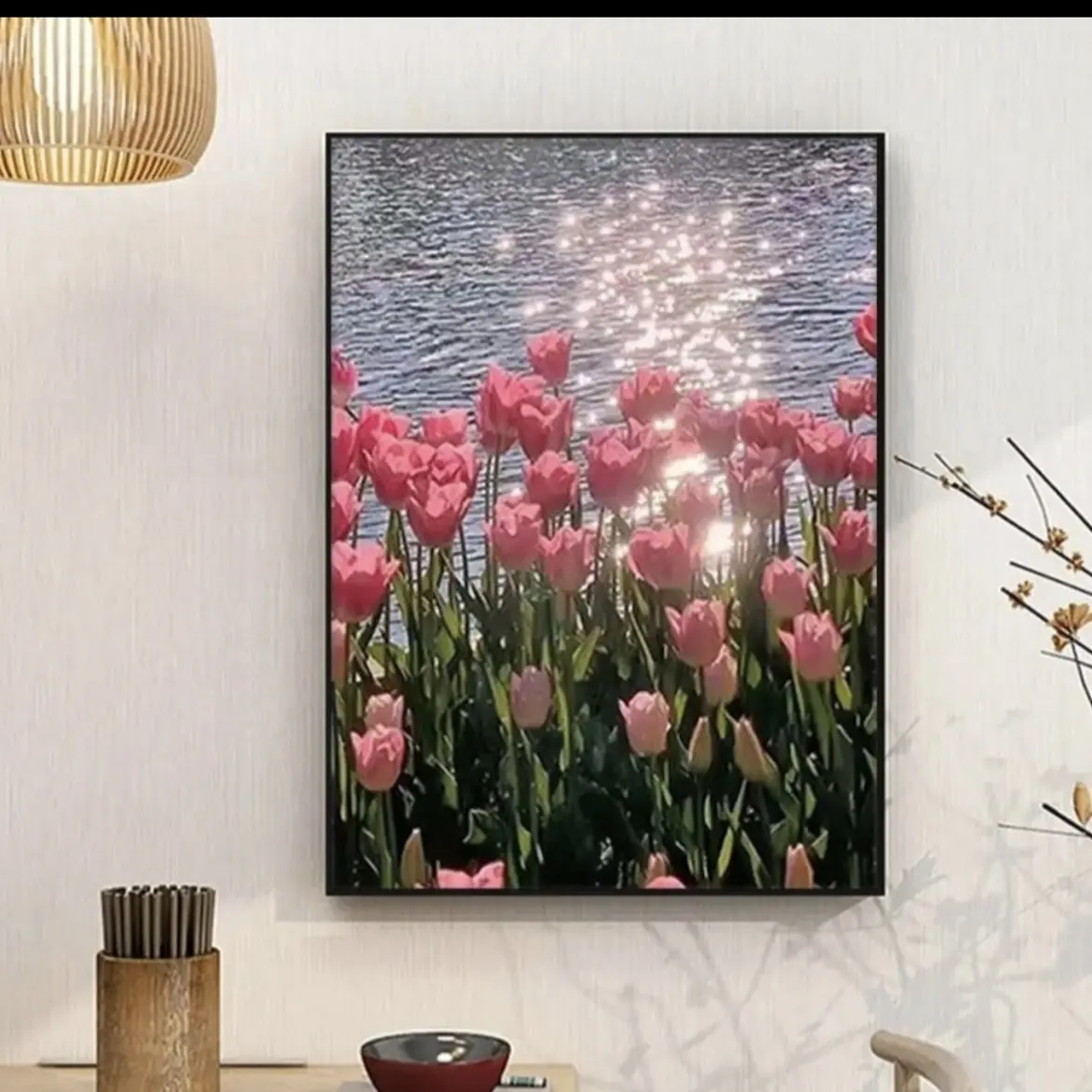 圆钻满钻树脂钻百丝特郁金香客厅卧室餐厅手工解压钻石贴画