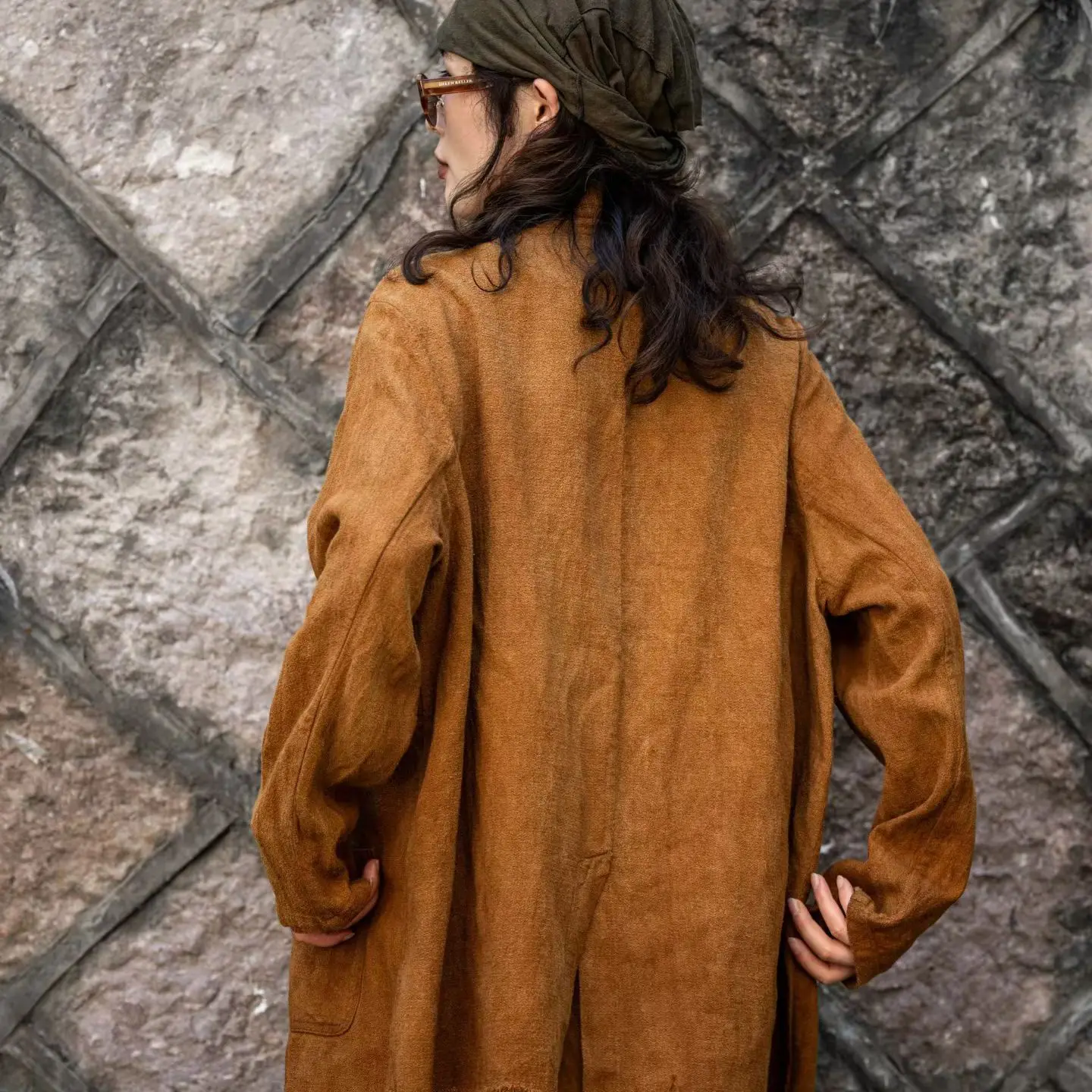 08550疯子张25秋款单层植物染毛边翻领单排扣衬衫外搭外套秋冬