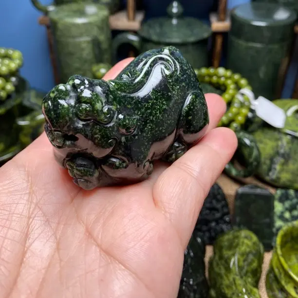 天然药王石工艺品貔貅手把件高冰摆件